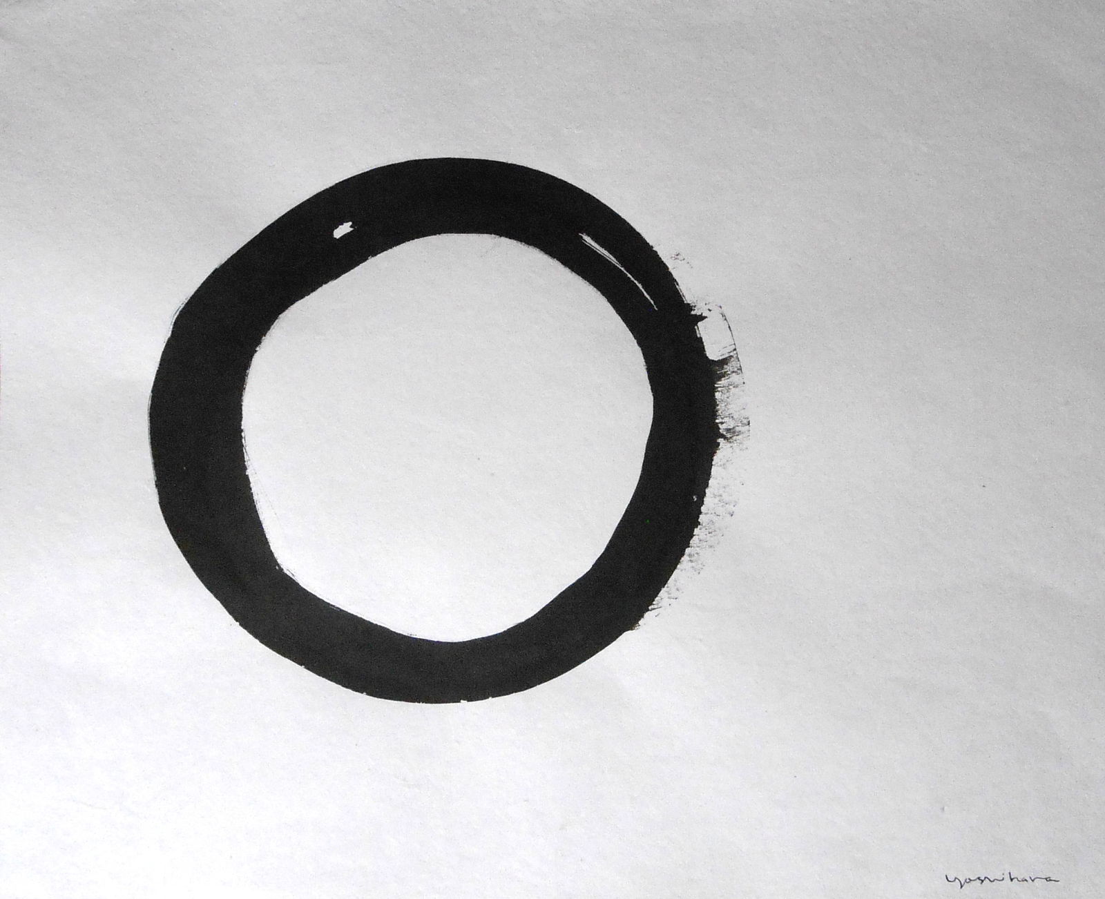 Jiro Yoshihara* (1905-1972) Black Ink Drawing (See Fine Art Disclaimer): Black ink drawing on white wove paper, untitled abstract with circle, signed (Jiro Yoshihara*, 1905-1972). Excellent condition overall, having no apparent damage or repairs. Unframed for inspection, p