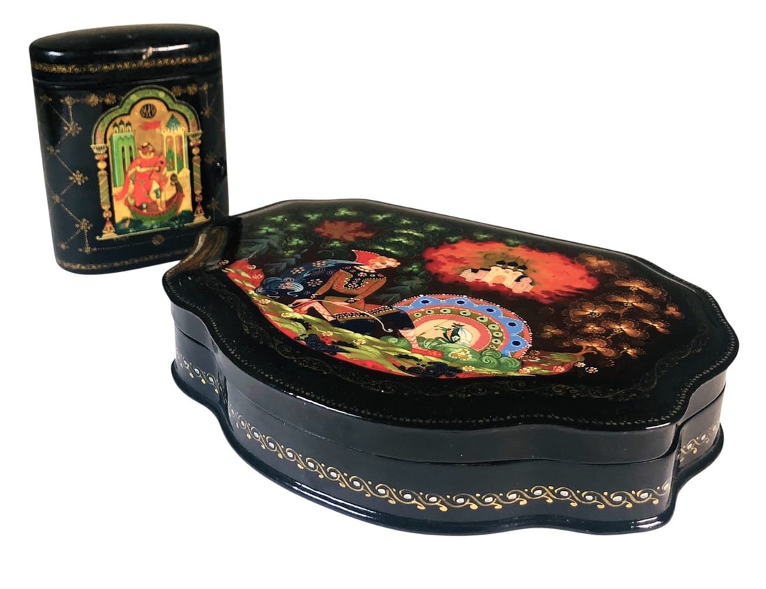Two Russian Handpainted Lacquer Boxes - 2
