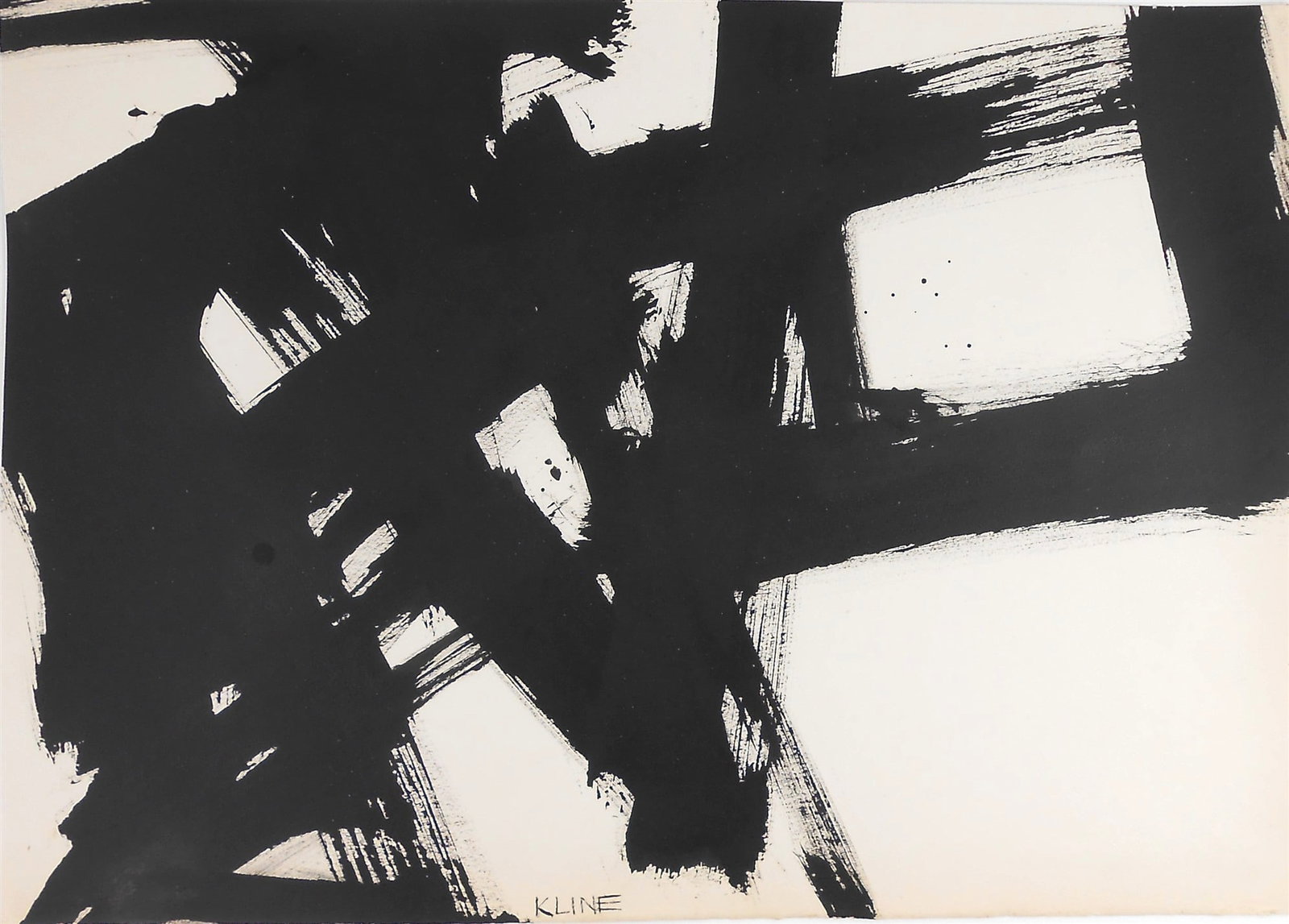 Franz Kline (1910-1962) Ink Drawing On Paper: Black ink drawing on wove paper, untitled abstract composition, by Franz Kline* (1910-1962). Very good condition overall, having no readily apparent damage or repairs. Removed from frame for inspectio
