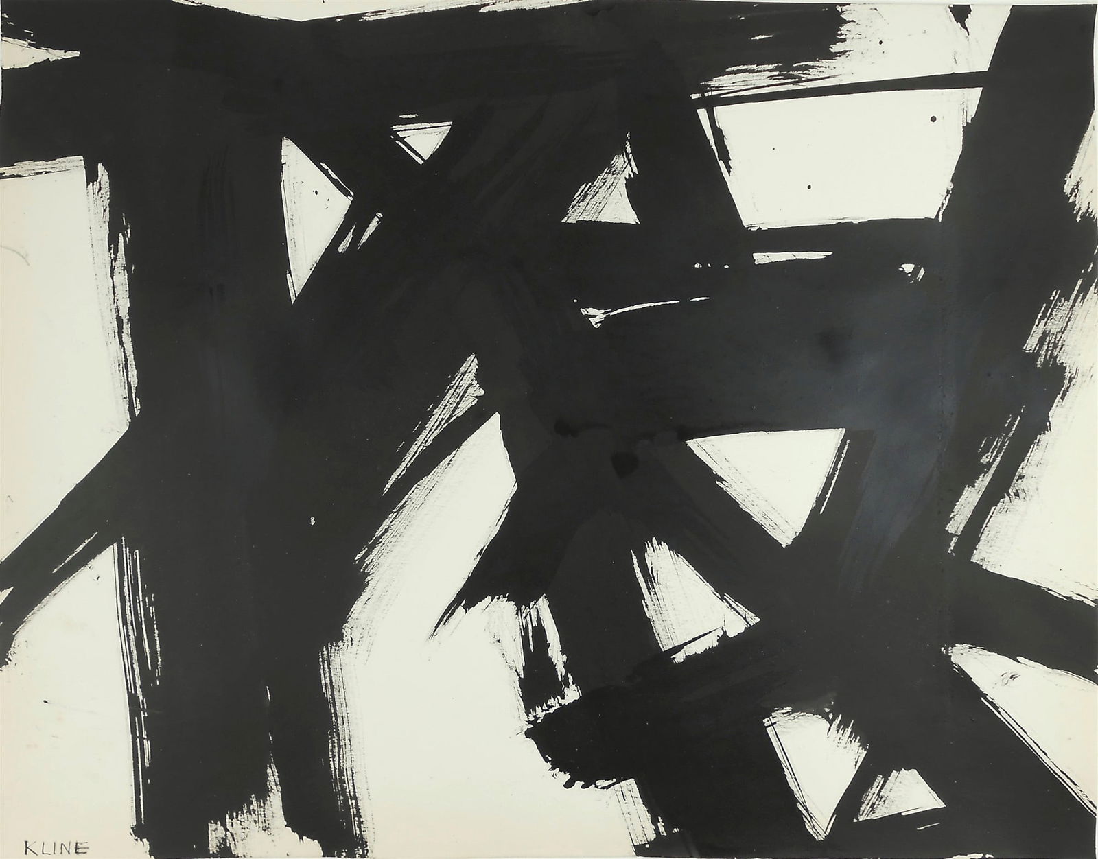 Franz Kline (1910-1962) Ink Drawing On Paper: Black ink drawing on wove paper, untitled abstract composition, by Franz Kline* (1910-1962). Very good condition overall, having no readily apparent damage or repairs. Removed from frame for inspectio