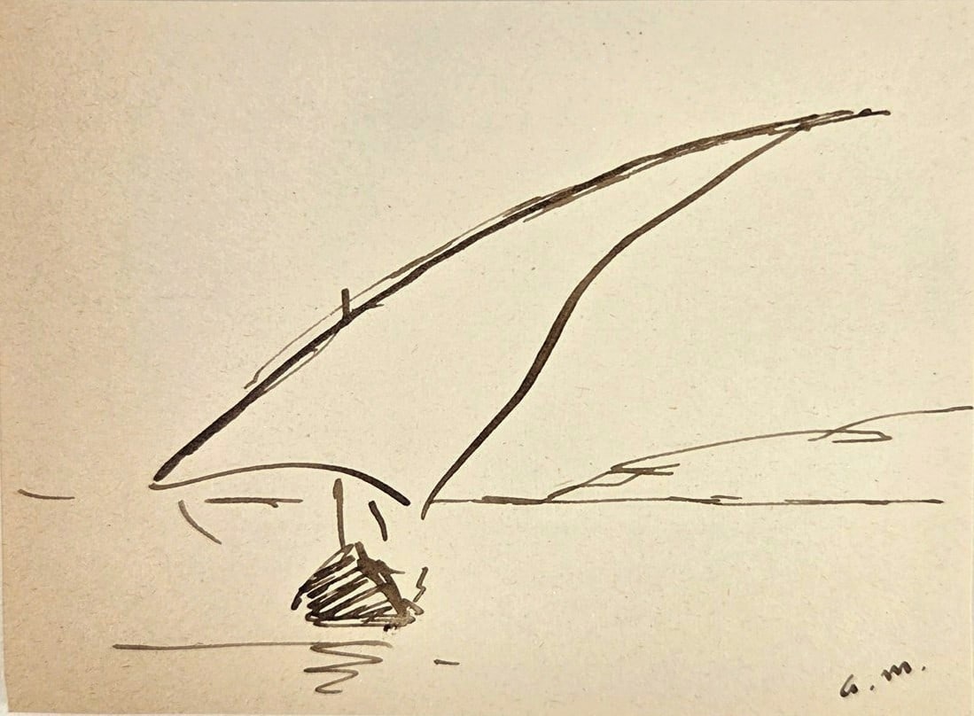 Albert Marquet* (1875-1947) Ink Sketch (See Fine Art Disclaimer): Pen and ink sketch on wove paper, Tunisian felucca, signed with the artist's initials (Albert Marquet*, 1875-1947). Very good condition overall, having no visible damage or repairs. Sold unframed. Dim