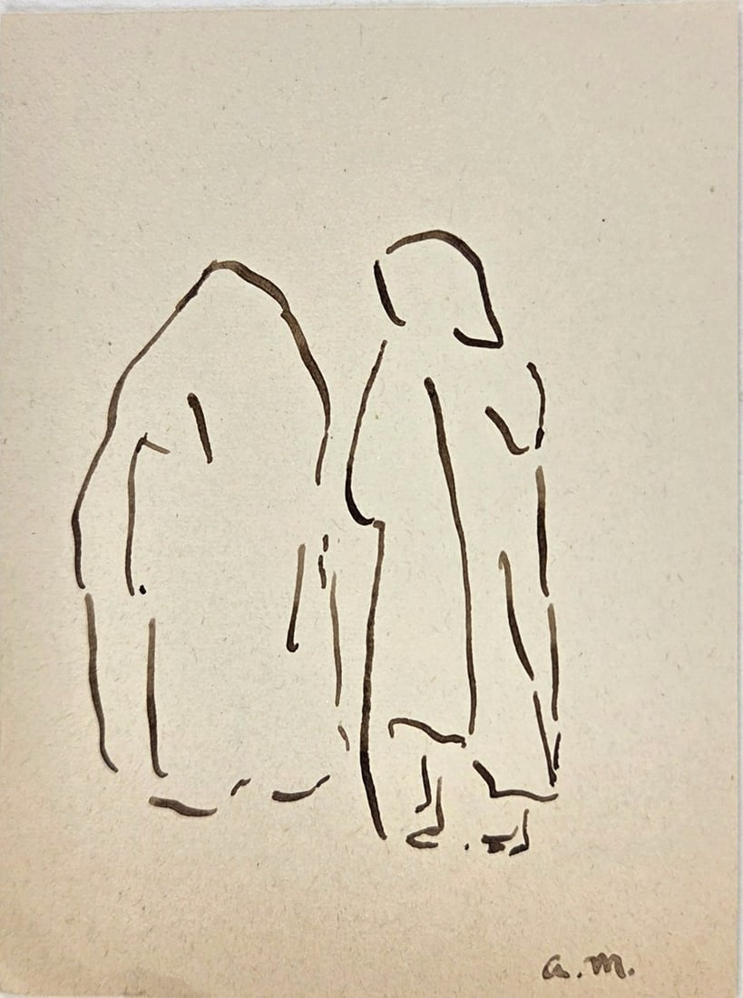 Albert Marquet* (1875-1947) Ink Sketch (See Fine Art Disclaimer): Pen and ink sketch on wove paper, Tunisian figures, signed with the artist's initials (Albert Marquet*, 1875-1947). Very good condition overall, having no visible damage or repairs. Sold unframed.
