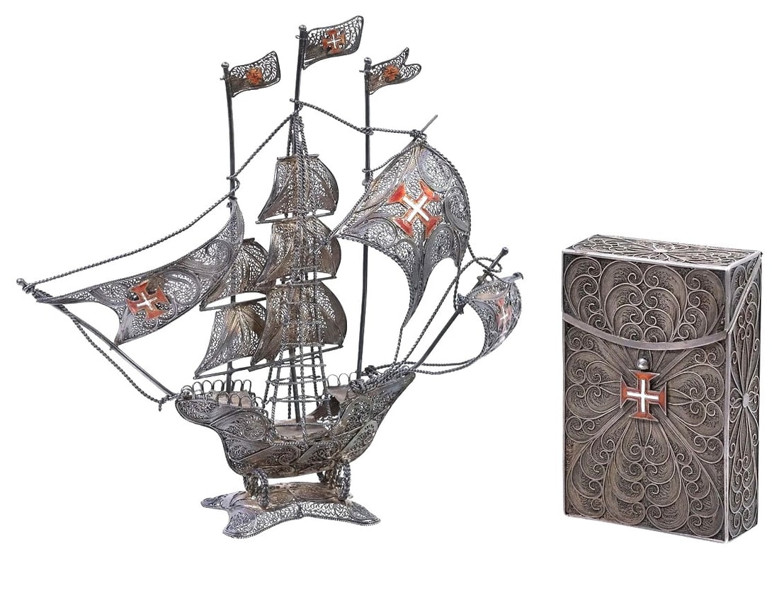Portuguese Sterling Silver Galleon & Card Case (1 of 5)