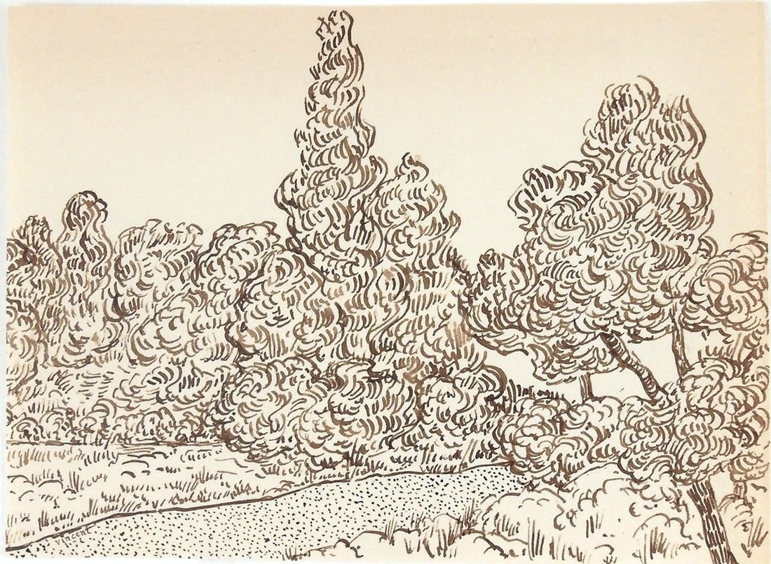 Vincent Van Gogh* (1853-1890) Ink Drawing (See Fine Art Disclaimer) (1 of 2)
