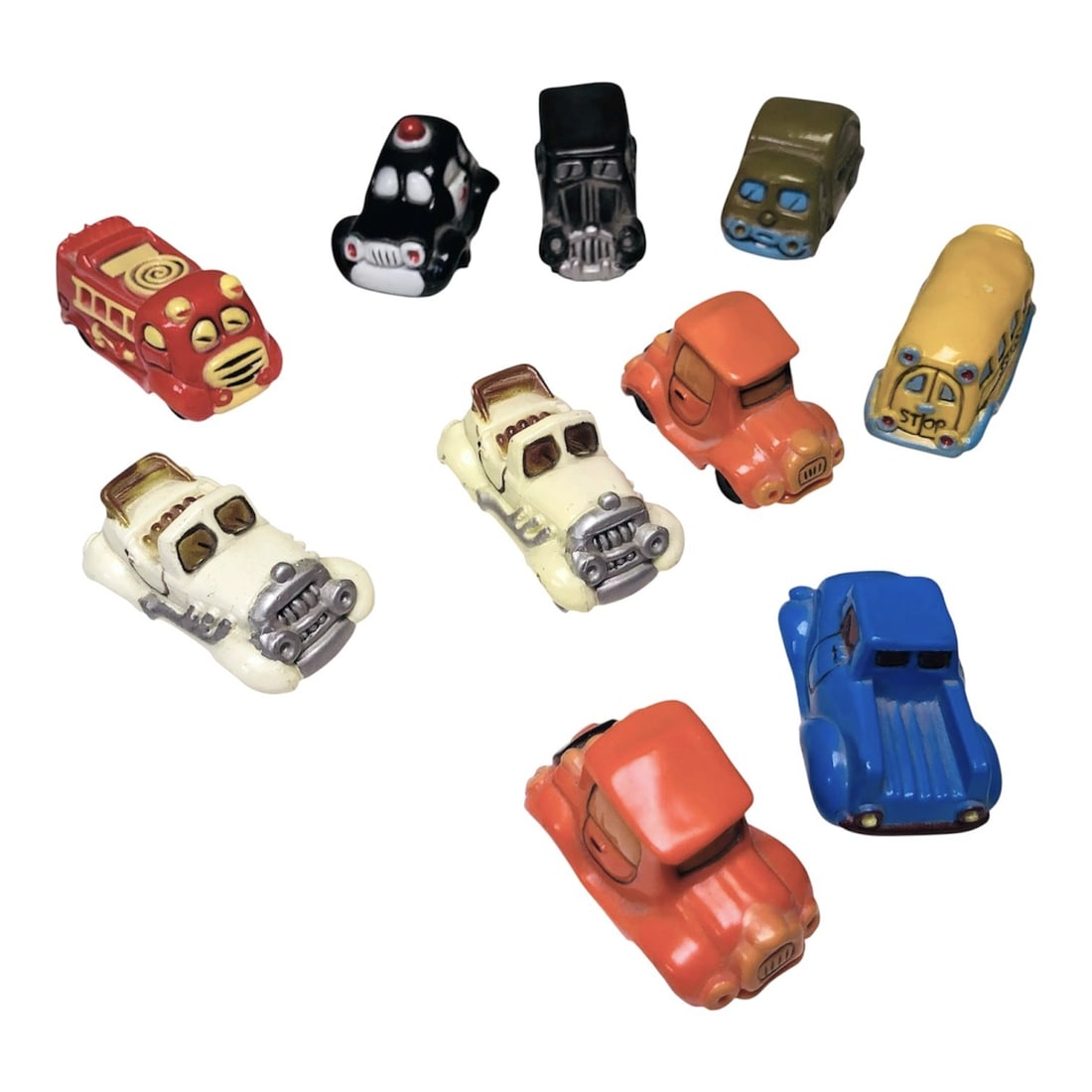 Wallace Berry Collectible Cars (10): Collection of miniature toy vehicles (cars, trucks. etc) by Wallace Berry, circa 1970s. Very good condition. Dimensions (average): L. 2 3/8 inches W. 1 inch H. 1 1/4 inches