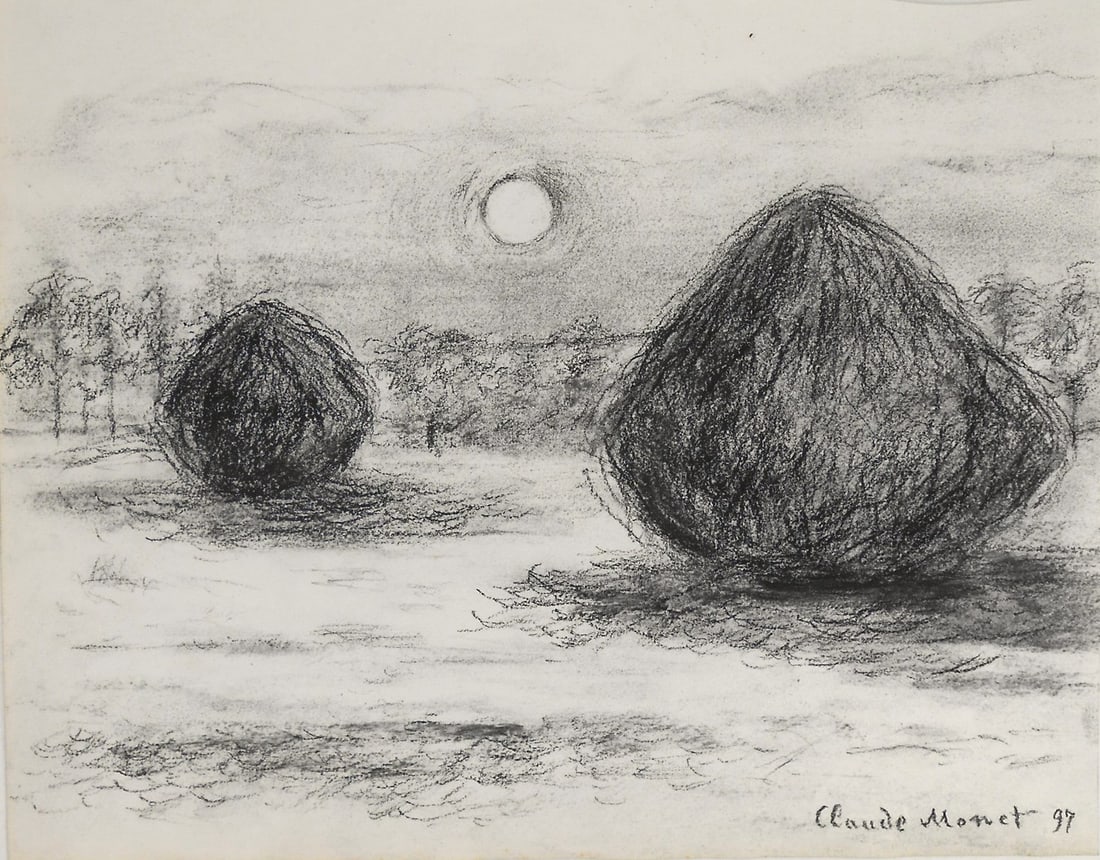 Claude Monet* (1840-1926) Charcoal Drawing (1 of 2)
