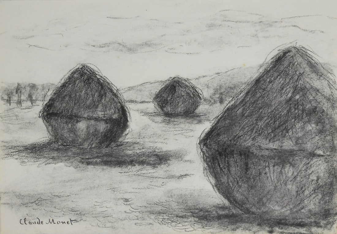 Claude Monet* (1840-1926) Charcoal Drawing (1 of 2)