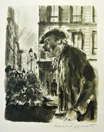 Bernard Lamotte (1903-1983) Signed Lithograph: Original lithograph printed in colors on wove paper, untitled illustration, by Bernard Lamotte (French, 1903-1983). Pencil signed lower right. 12 1/4 x 9 inches. Excellent condition. Unframed. Bernard