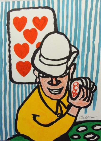 Alexander Calder (1898-1976) Signed Lithograph: Original color lithograph by Alexander Calder (1898-1976), pencil signed, lower right. Printed in 1975 by Maeght, Paris. Text on reverse, as printed. 15 x 11 inches. Excellent condition. Unframed.