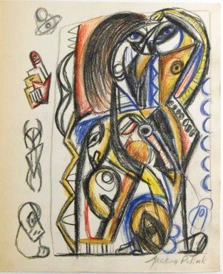 Jackson Pollock (1912-1956) Pencil Drawing: Original graphite and colored pencil drawing, untitled study, by Jackson Pollock (1912-1956). Signed lower right. 11 3/8 x 9 1/2 inches. Very good condition. Unframed. Provenance: Arthur P. Gordon, We