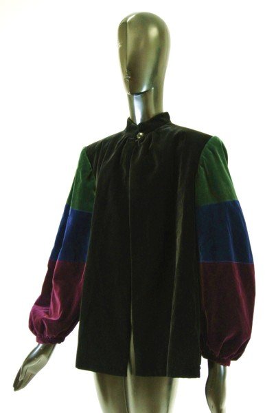 Saint Laurent Velvet Jacket: Saint Laurent, Rive Gauche, velvet jacket. Size 38. Saint Laurent (previously known as Yves Saint Laurent or YSL) is a luxury fashion house founded by Yves Saint Laurent and his partner, Pierre Bergé