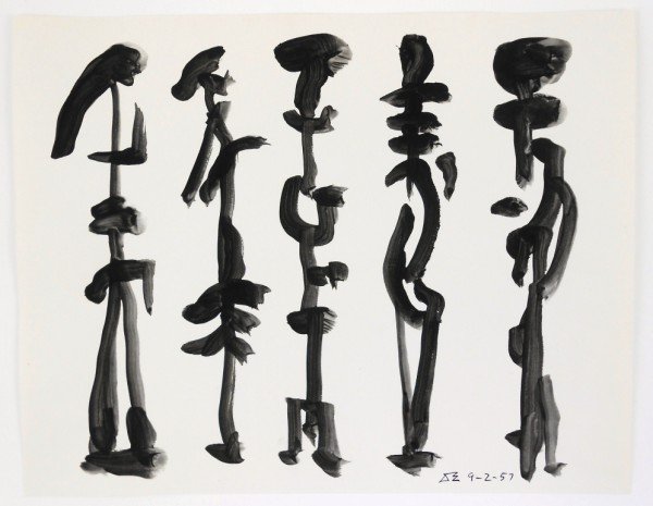 David Smith (1906-1965) Black Ink Drawing: Original black ink drawing attributed to David Smith (1906-1965). Untitled abstract composition. Initialed lower right and dated 9-2-57. Very good condition. Unframed. 8 7/8 x 11 1/4 inches.Artist Not