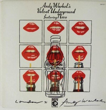 Andy Warhol (1928-1987) Album Cover Drawing: Original Andy Warhol (1928-1987) drawing executed on a record album cover, "Andy Warhol's Velvet Underground Featuring Nico.". Album cover is decorated in black marker pen with a bottle of Coca Cola a