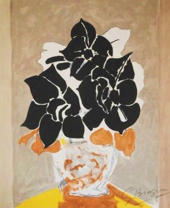 Georges Braque (1882-1963) Color Lithograph: Signed color lithograph, vase with flowers, by Georges Braque (1882-1963). Pencil signed. 12 1/2 x 10 3/8 inches. Very good condition. Unframed.