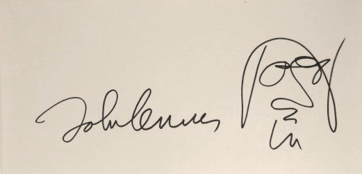 John Lennon (1940-1980) Self-Portrait Caricature: Original self-portrait caricature, felt tip pen, by/attributed to John Lennon (1940-1980). Signed. 4 1/2 x 9 inches. Very good condition. Unframed.Provenance: Private collection, West Coast