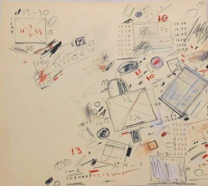 Cy Twombly (1928-2011) Mixed Media Drawing: Mixed media on paper, untitled abstract composition, attributed to Cy Twombly (1928-2011). Signed and dated '68. 12 x 10 3/4 inches. Very good condition (hinge remnants on reverse). Unframed. Provenan