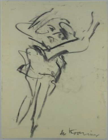 Willem De Kooning Charcoal Drawing On Vellum: Original charcoal drawing on vellum (tracing paper) laid down to illustration board, by/attributed to Willem de Kooning (1904-1997). Signed lower right. 10 3/4 x 8 1/4 inches. Very good overall condit