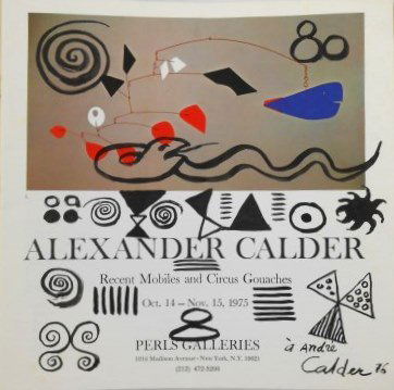 Alexander Calder (1898-1976) Signed Catalog: Original signed gallery exhibition catalog, containing multiple small drawings by/attributed to Alexander Calder (1898-1976). Drawings are executed in black ink on the title page of "Alexander Calder: