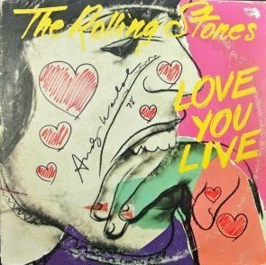 Andy Warhol (1928-1987) Signed Record Album: Original 1977 Andy Warhol-designed record album, "The Rolling Stones Love You Live," twice signed and dated '78 by Warhol, once on the front of the album, once on the back. 12 1/4 x 12 1/4 inches. Alb