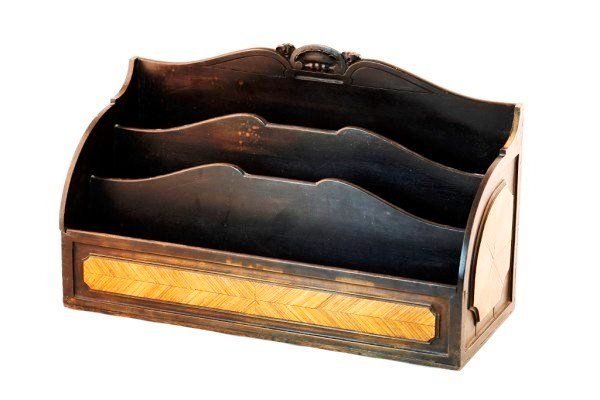 Thomas Chippendale Letter Box, 19th C.: Very fine walnut Chippendale letter box, having raised inlaid panels. Probably circa early 19th century. Signed on the underneath, in another hand, "Thomas Chippendale," and dated 1772. Very good cond