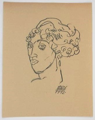 Egon Schiele (1890-1918) Pencil Drawing: Exceptional pencil drawing on light cream-colored drawing paper, portrait of a woman, attributed to/in the manner of Egon Schiele (1890-1918). Signed and dated 1912. 10 1/8 x 7 7/8 inches. Very good c
