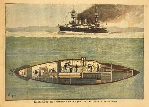 Le Semaine Illustree, 1899: Front color illustration for the Exposition of 1900. Wonderful back cover color illustration showing an early submarine. 17 3/4 x 12 inches. Very good condition.
