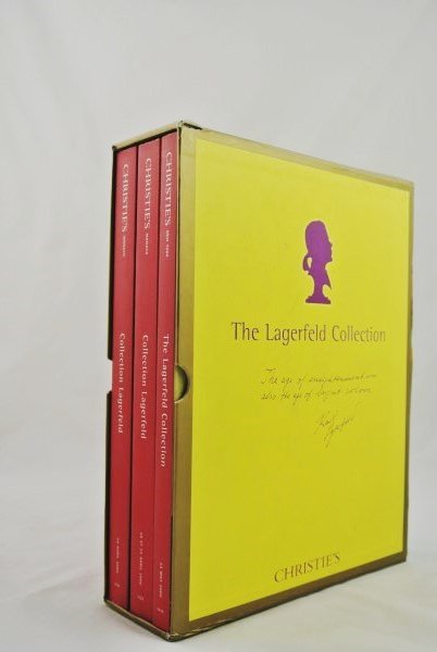 Christie's Catalog Set, The Lagerfeld Collection: Scarce set of three Christie's sale catalogs, The Lagerfeld Collection, in their original slipcase. Sale was held in April and May 2000.