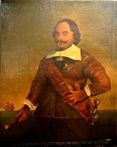 Dutch 18th Century Oil Painting: Oil painting on canvas, portrait of Dutch Admiral Michiel Adriaenszoon de Ruyter, apparently unsigned. Dutch School, circa late 17th/early 18th century. 46 x 36 1/2 inches. Painting is unframed and ha