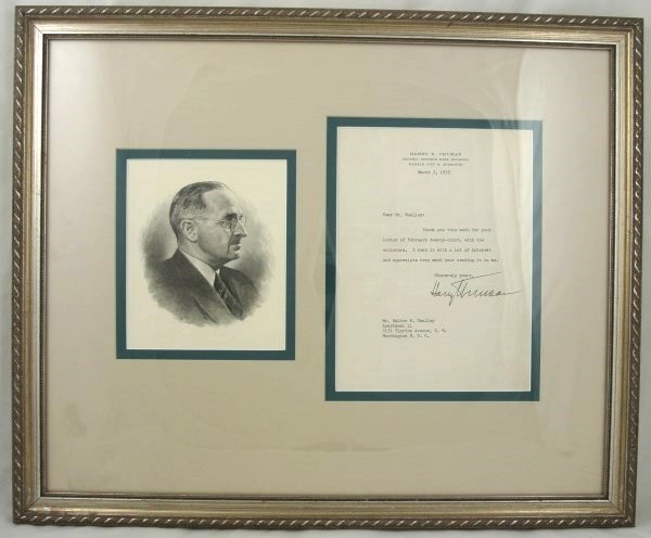 1955 President Harry Truman Letter (1 of 2)