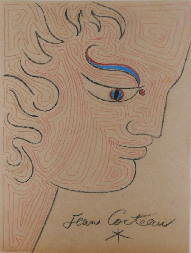 Jean Cocteau (1889-1963) Colored Pencil Drawing (1 of 2)