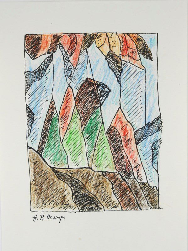 Hernando Ruiz Ocampo Ink & Chalk Drawing (1 of 4)