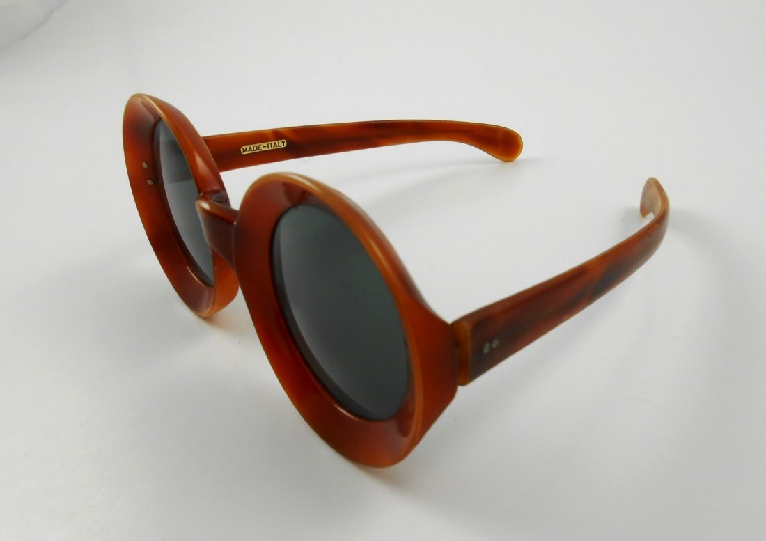 Italian Vintage Sunglasses, Circa 1960: Chic pair of vintage Italian sunglasses, circa 1950's/60's. Composition of frame material undetermined. Very nice condition.