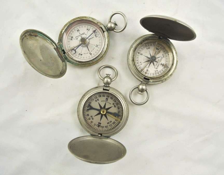 Three Antique Closed-Face Compasses (1 of 1)