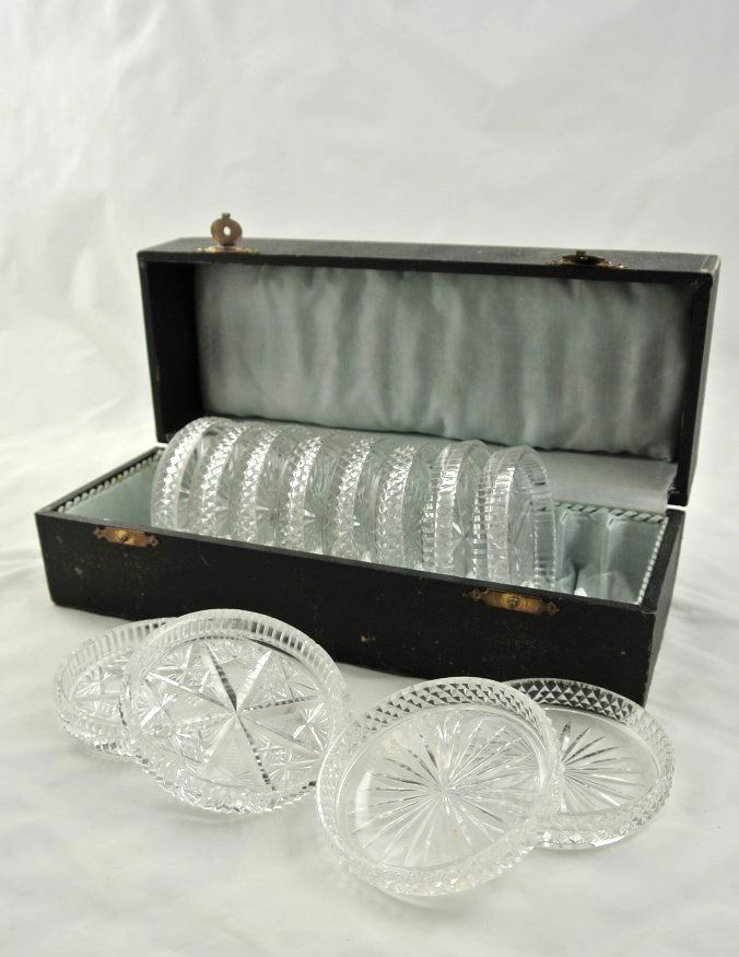Vintage Crystal Coasters & Box (1 of 2)