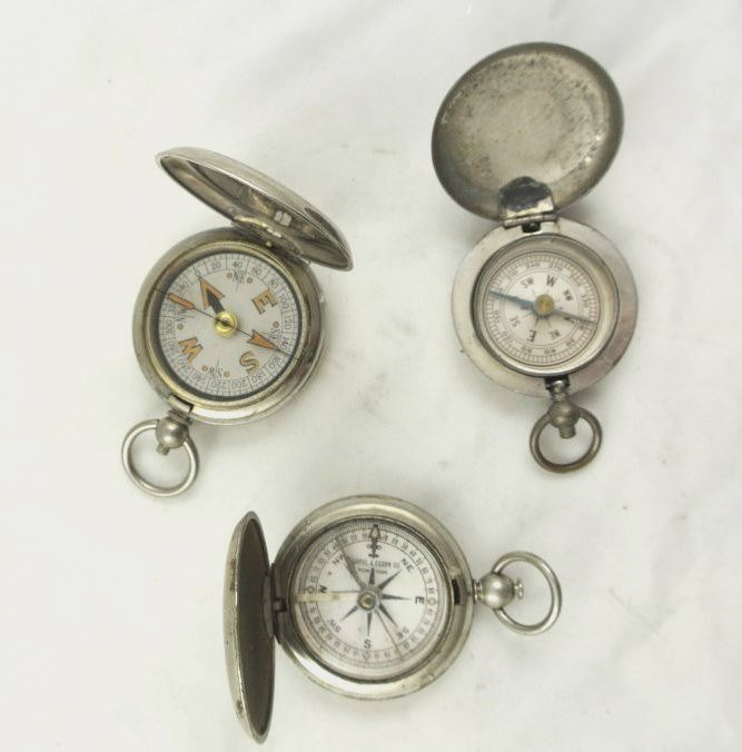 Three Antique Closed-Face Compasses (1 of 2)