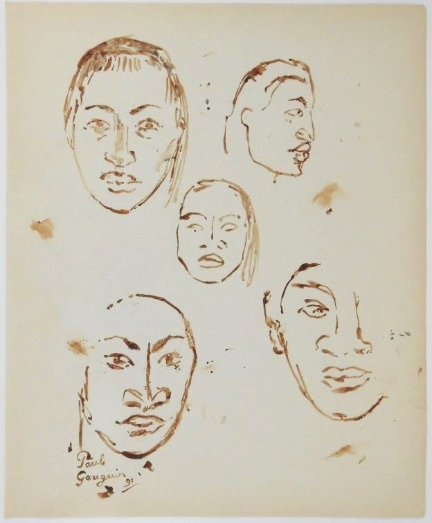 Paul Gauguin (1848-1903) Pen & Ink Studies (1 of 4)