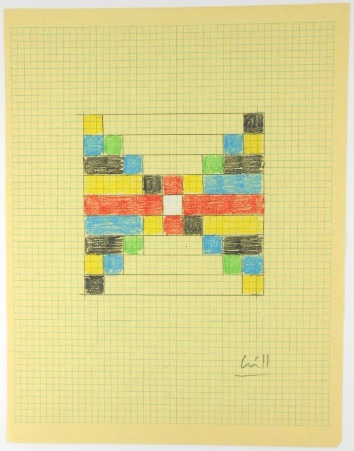 Max Bill (1908-1994) Colored Pencil Drawings (2) (1 of 3)
