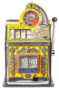 Watling Rol-A-Top Twin Jackpot Slot Machine: Original working condition. Cabinet shows minumal wear. High 9 out of 10 pays and plays correctly. Circa 1935 Includes key. 17w x 15d x 27h.