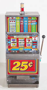 Contemporary 25 Cent Slot Machine: International Game Technology, Model No. B4034. Dated February 1992. 18w x 20 3/4d x 46h.