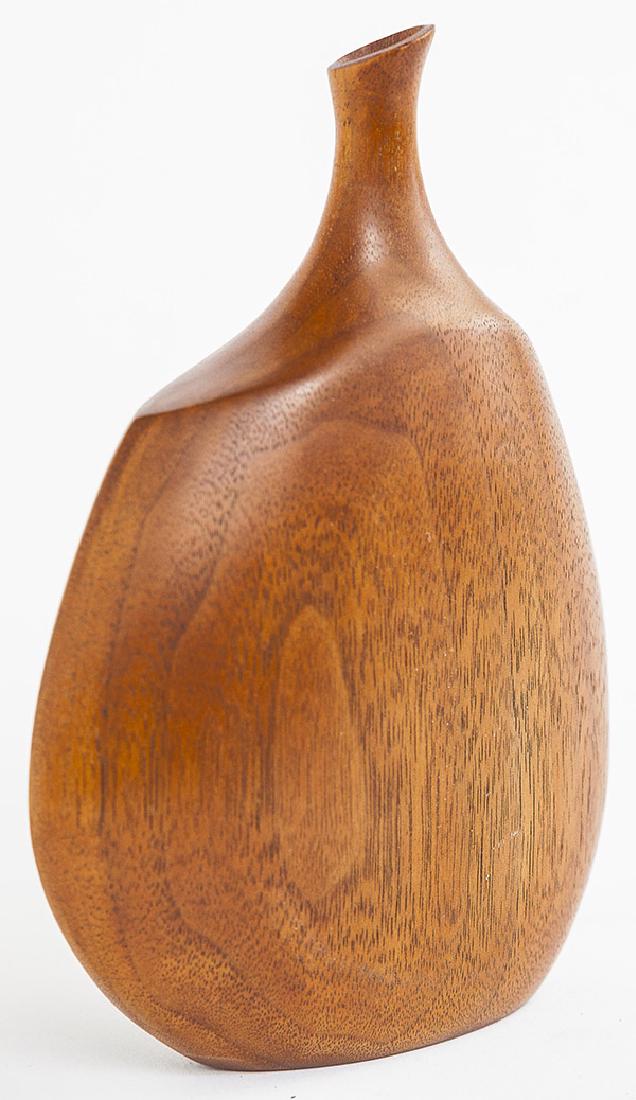 Doug Ayers (20th Century) Vase: American black walnut. 1976 Signature to underside. 4 1/2w x 1 1/2d x 6 1/2h
