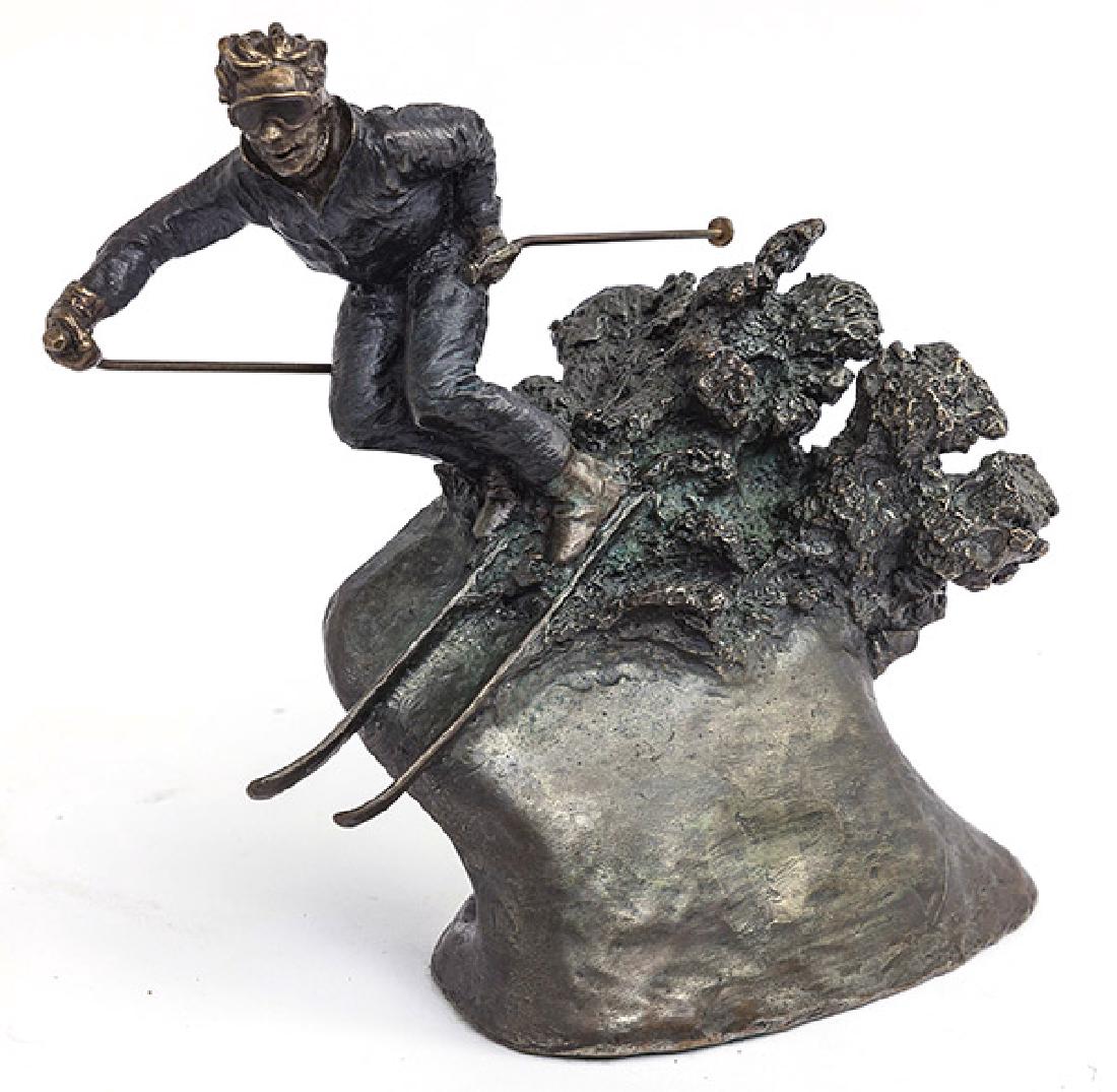 Mark Hopkins: Bronze Skier, 1991. edition # 44/100. Size 9 1/2w x 5d x 8h.