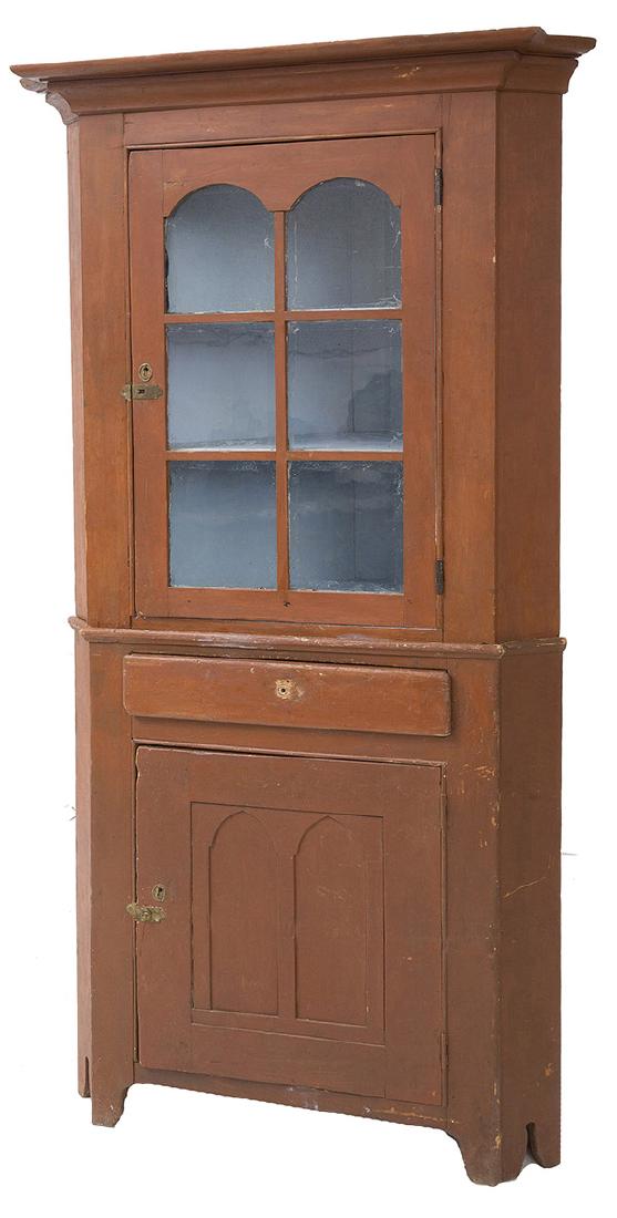 Red Washed N.Y. Corner Cupboard (1 of 10)