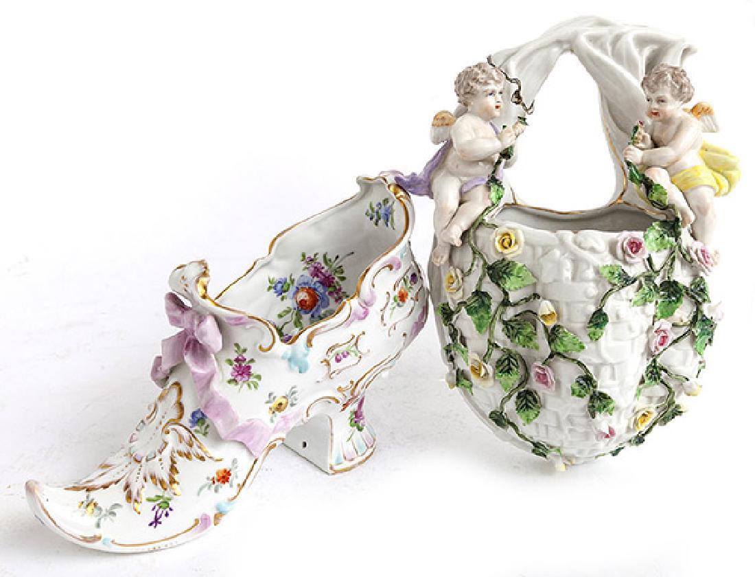 Dresden Porcelain Wall Pocket & Slipper (1 of 8)