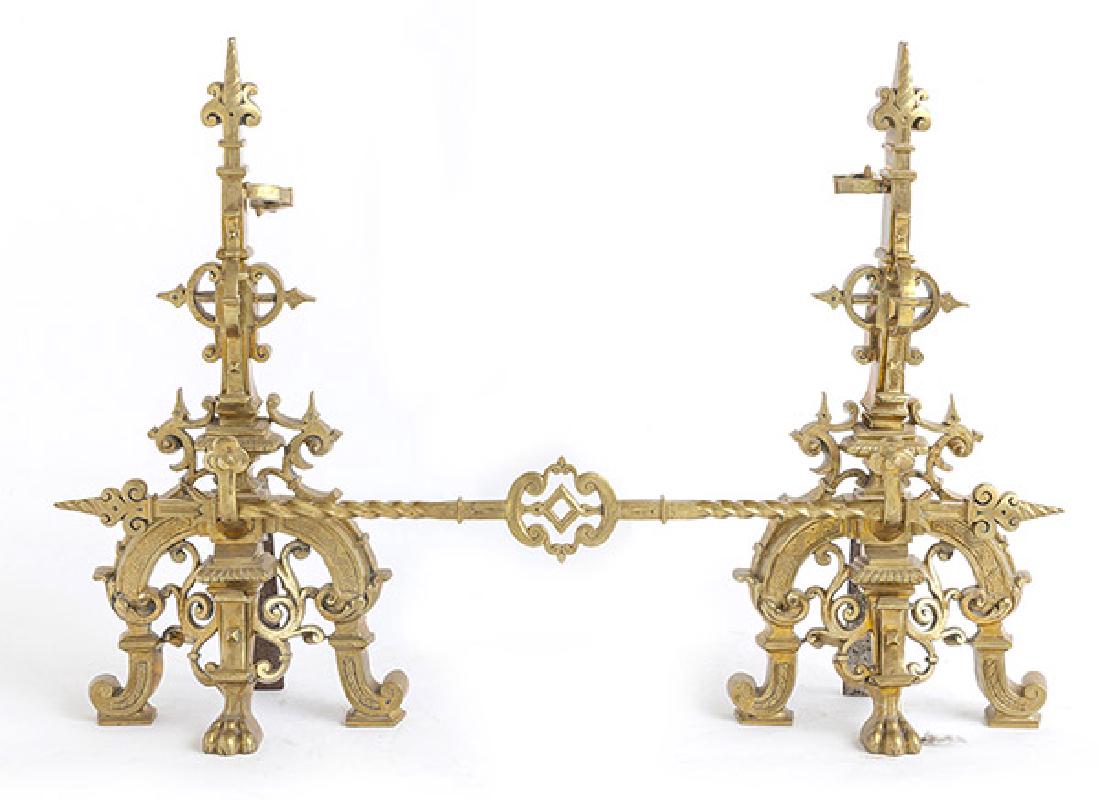 Elizabethan Style Brass Andirons (1 of 8)