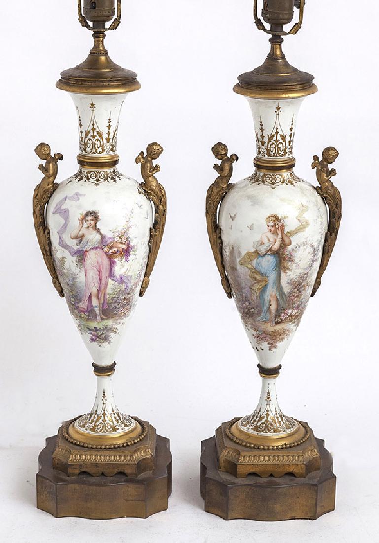 Pair Bronze Mounted Porcelain Urns (1 of 8)