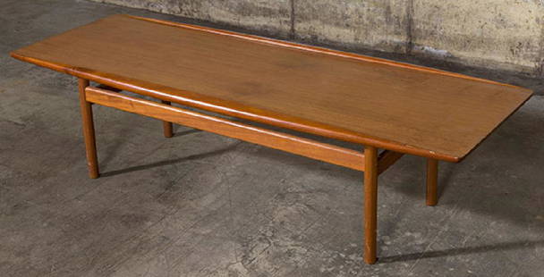 Grete Jalk Coffee Table: Coffee table. Poul Jeppesen maker. 1960. Teak. 65w x 24d x 17h.