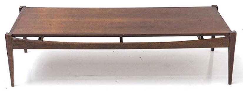 Mid Century Coffee Table: Coffee table. 1950's. Walnut. Designer unknown. 56 3/4w x 20d x 15"h