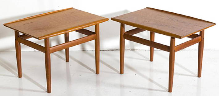 Grete Jalk Occasional tables: End table pair. Poul Jeppesen maker. 1960. Teak. 19 3/4 w x 27 1/2d x 18 1/2h.