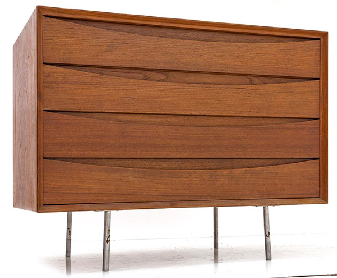 Arne Vodder Dresser: Dresser, Denmark, 1965, Sibast. Teak, Stainless Steel. 39 1/2w x 19 1/4d x 30 3/4h