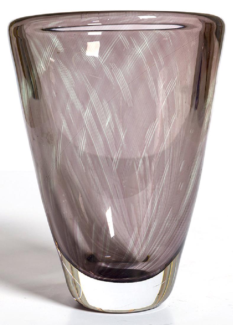 Edvin Ohrstrom Ariel Vase: Glass vase, Orreford, 1950's. Incised signature E. Ohrstrom, Sweden Ariel 165c Orrefors to underside 5 1/2dia x 7 1/2h
